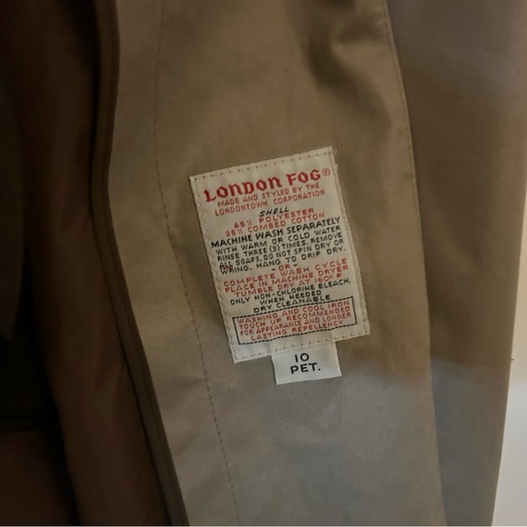 London Fog Vintage Tan Trench Coat w/ Zip Liner – Size 10 Petite - Picture 9 of 16